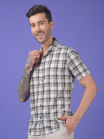 Olive Checked 100% Cotton Shirt