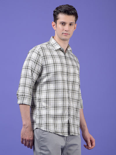 Olive Checked 100% Cotton Shirt