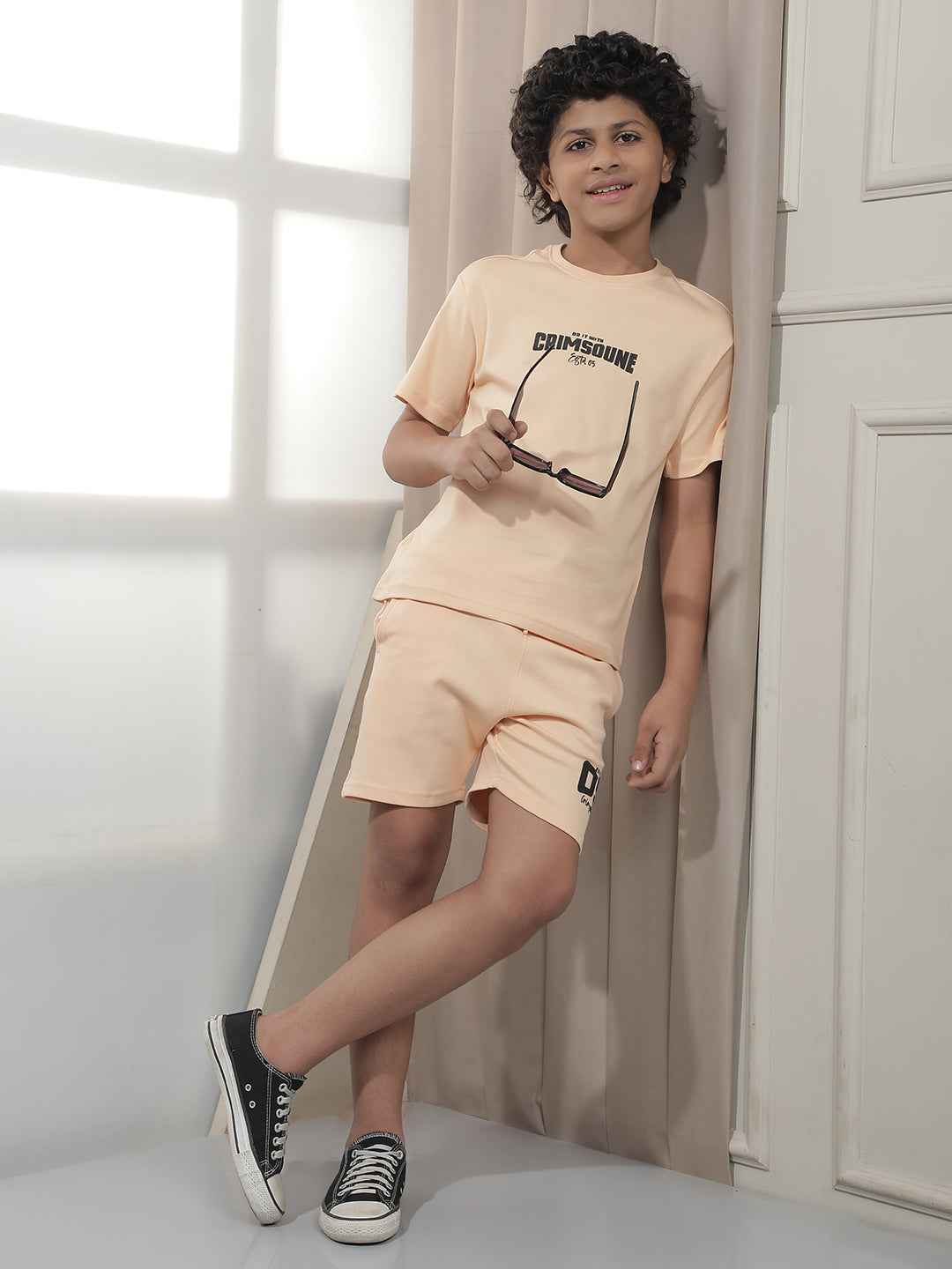 Peach Graphic Print 100% Cotton T-Shirt