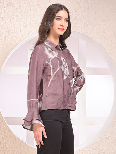 Brown Floral Print Shirt
