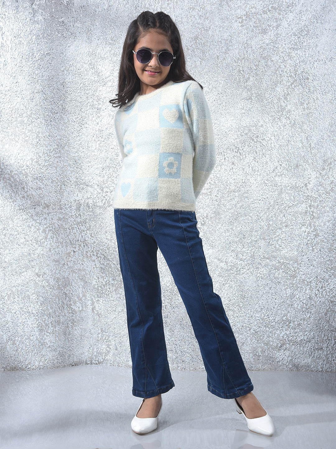 Navy Blue Bootcut High-Waist Jeans-Girls Jeans-Crimsoune Club