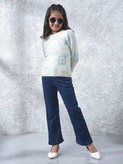 Navy Blue Bootcut High-Waist Jeans-Girls Jeans-Crimsoune Club