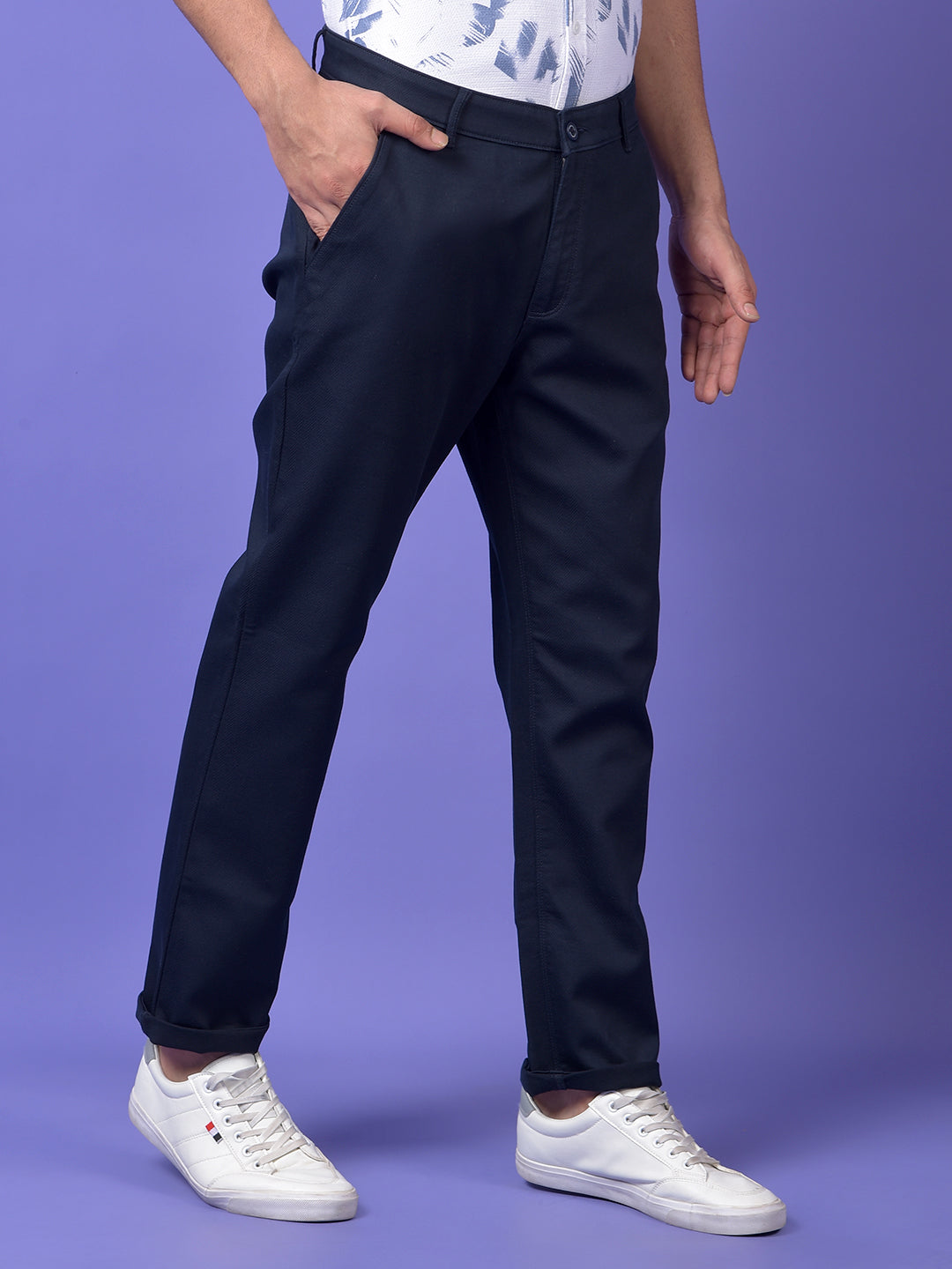 Navy Blue Printed Trousers