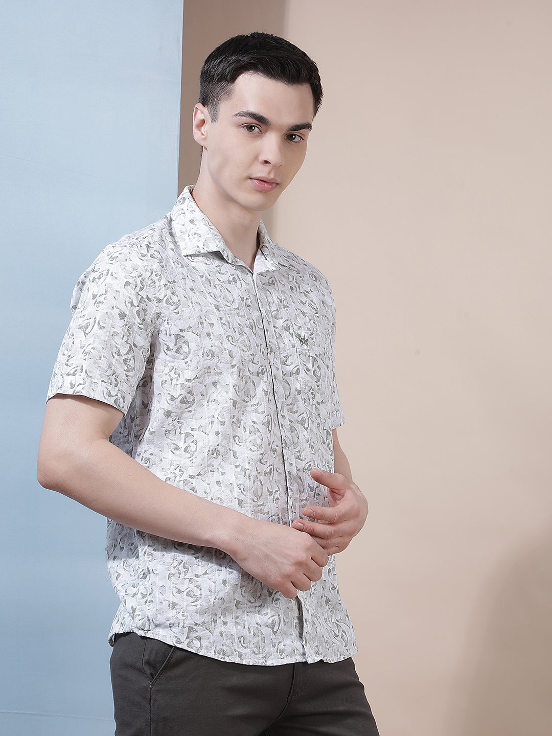 Off White Abstract Printed Shirt
