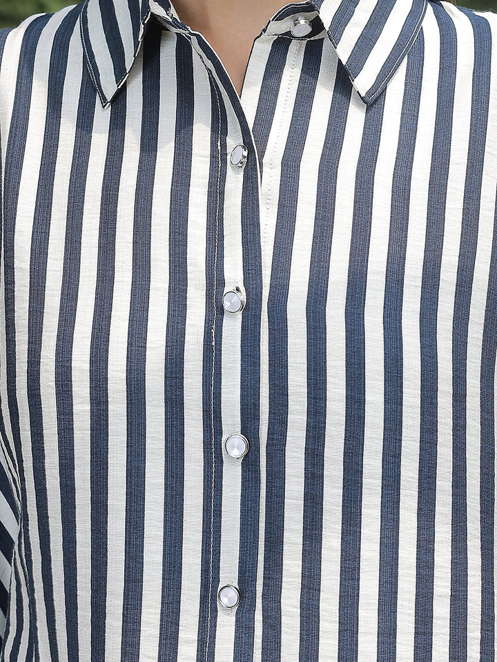 Navy Blue Striped Shirt