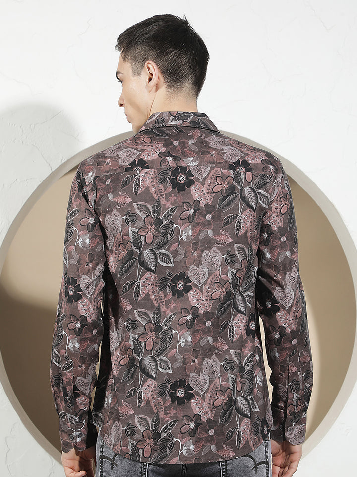 Purple Floral Print Shirt