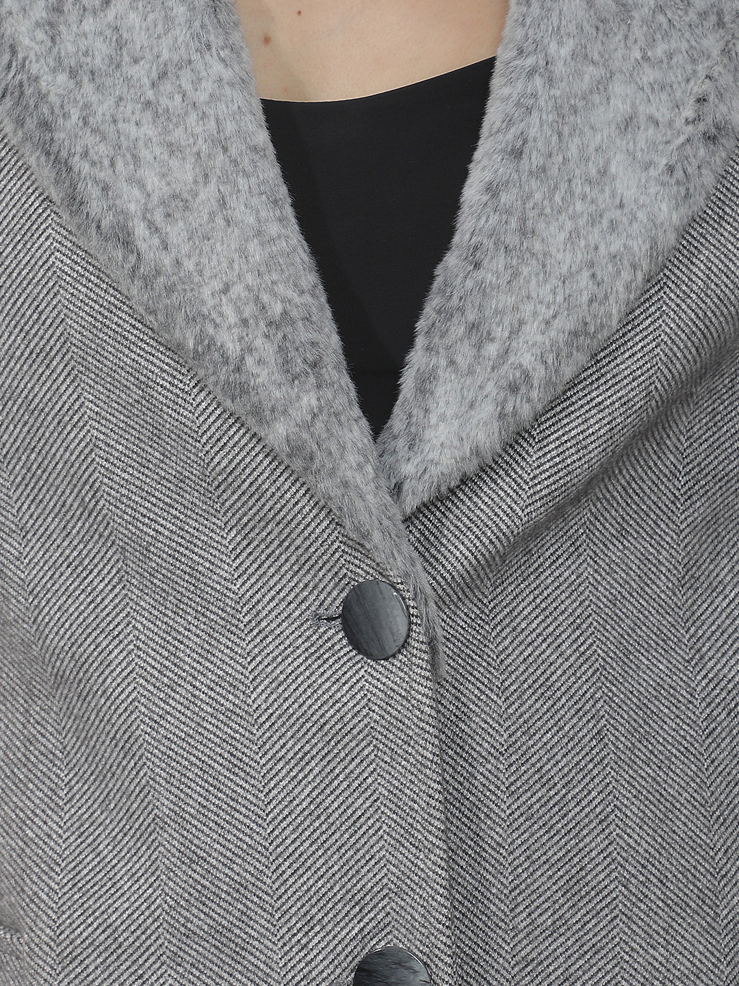 Grey Shawl Collar Longline Overcoat