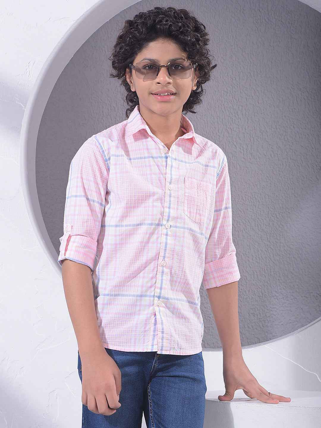 Pink Checked 100% Cotton Shirt