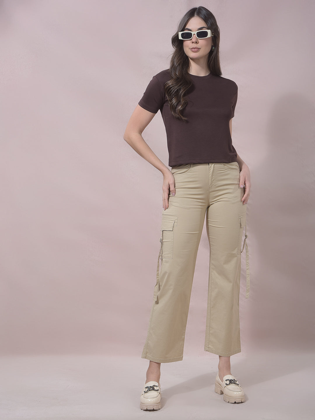 QuillMocha Brown Cropped Tee