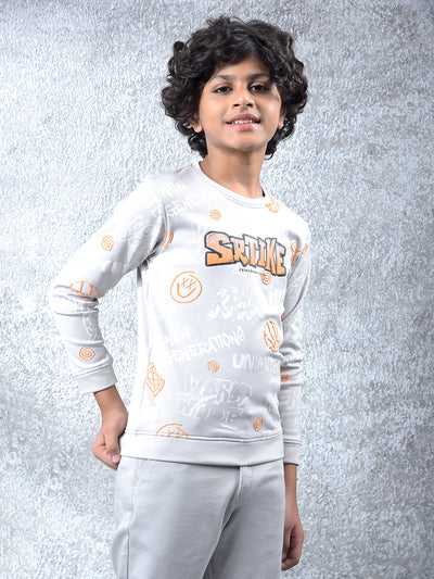 Grey Typographic Print Sweatshirt