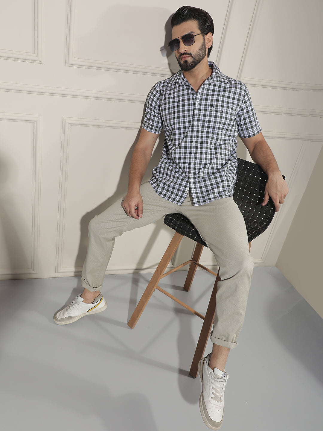 Structured Biscotti Beige Textured Trousers
