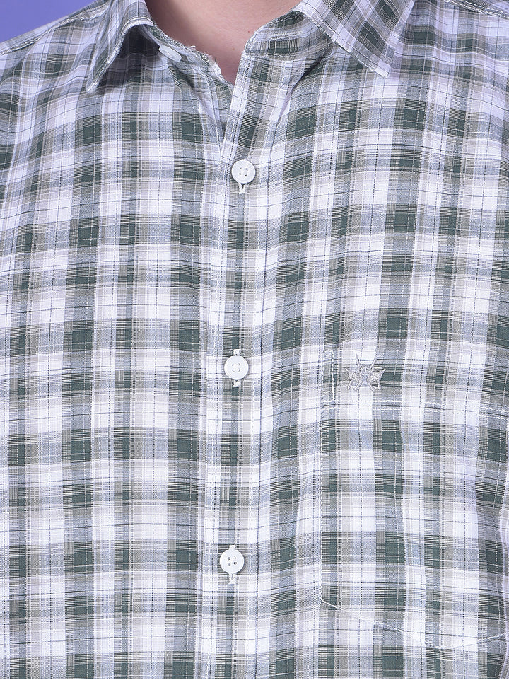 Vortex Sage Green 100% Cotton Checked Shirt
