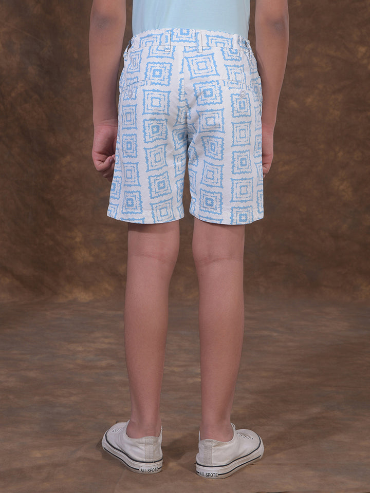 Blue Printed 100% Cotton Shorts