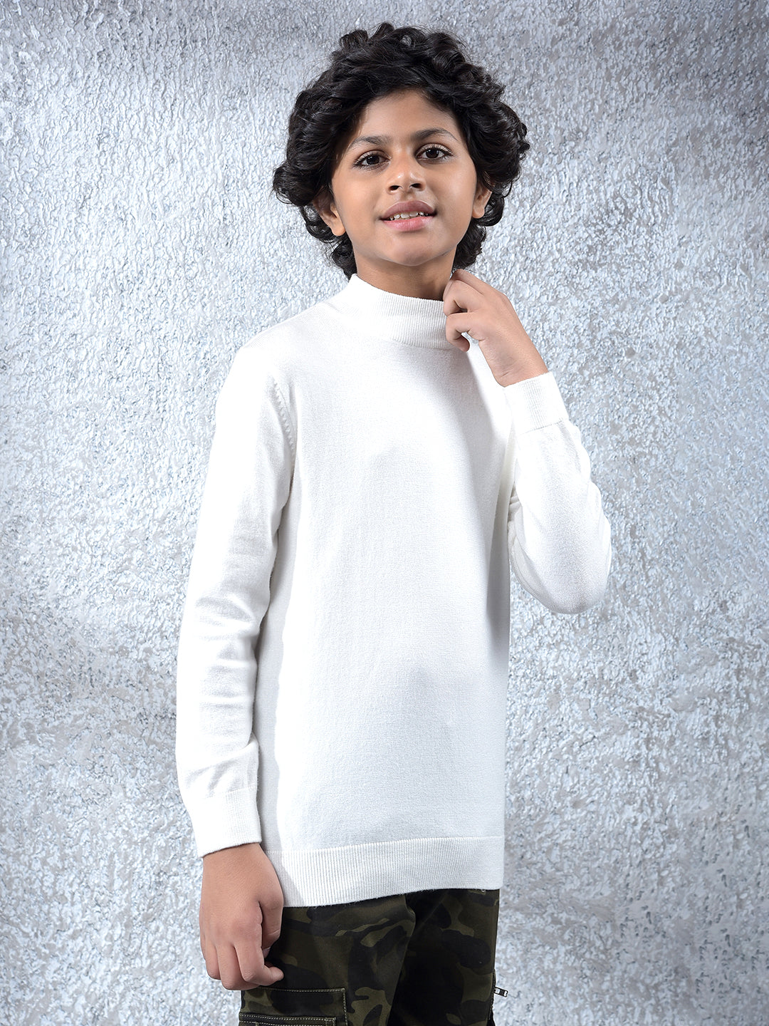 Heritage White High Neck Sweater