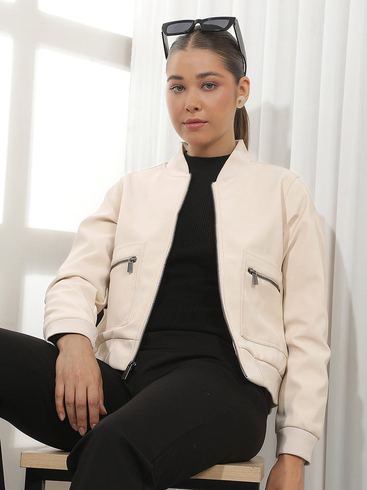 Cream Waist Length Jacket