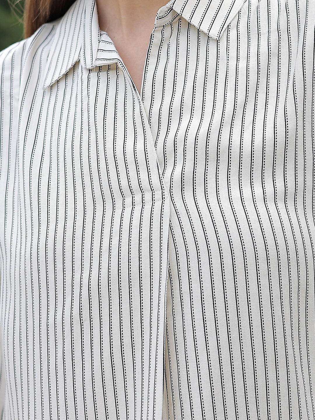 White Vertical Stripes Top