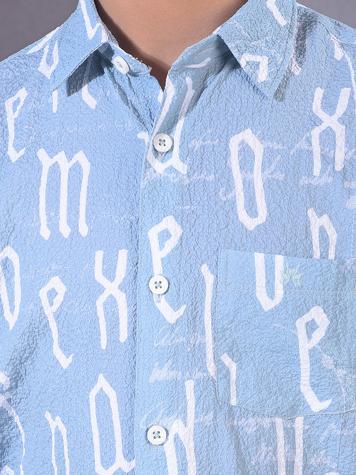 Green Typographic Print Shirt-Boys Shirts-Crimsoune Club