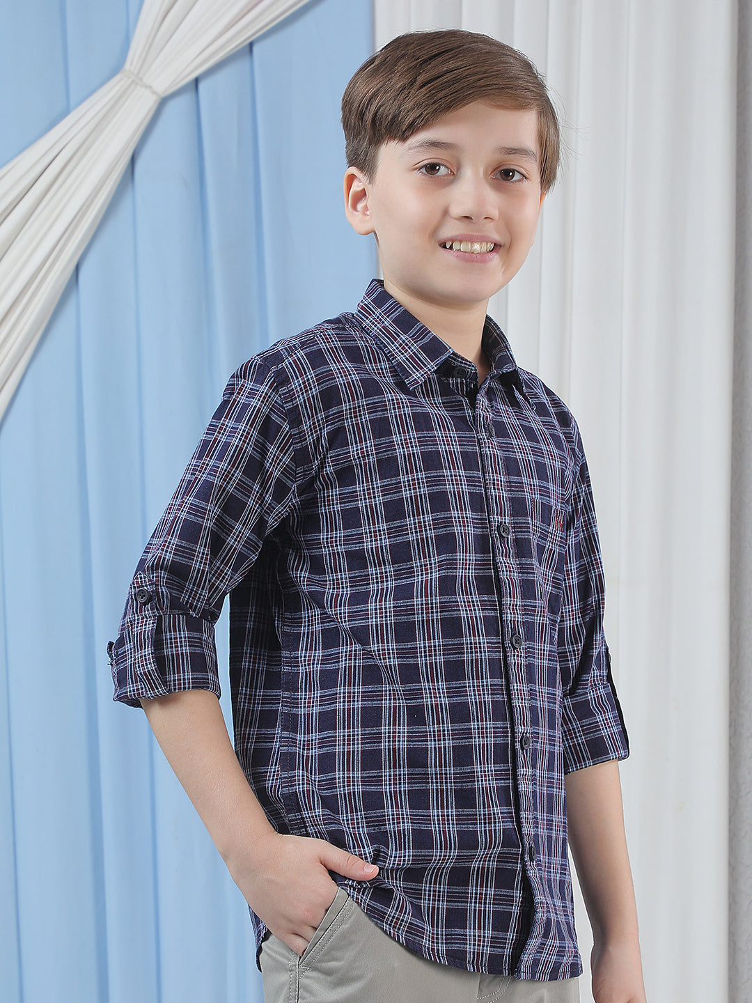 Blue Checked 100% Cotton Shirt