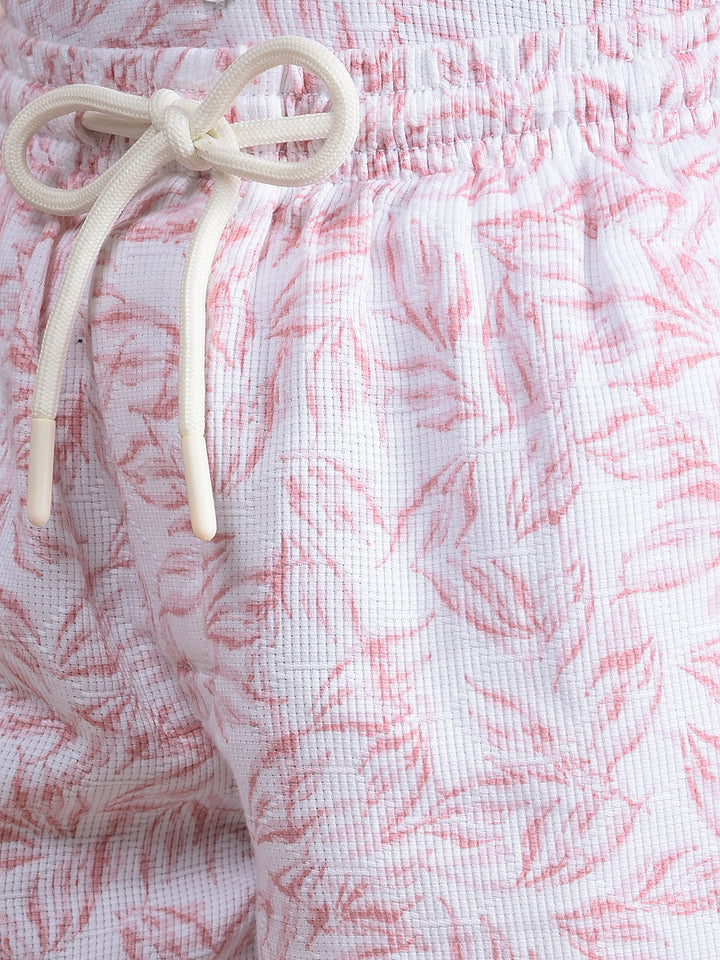 Peach Floral Print Shorts