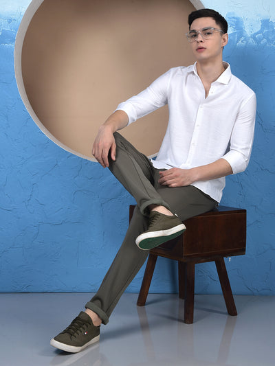 Pure White Woven Texture Shir