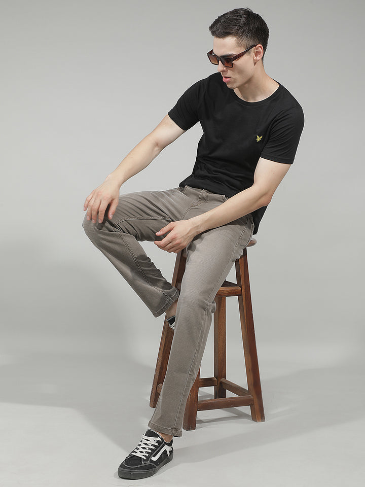 Sleek Safari Khaki Straight Jeans
