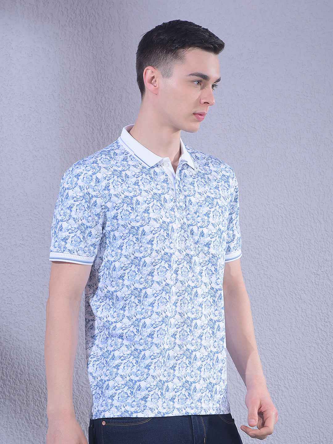 Blue Floral Print T-Shirt