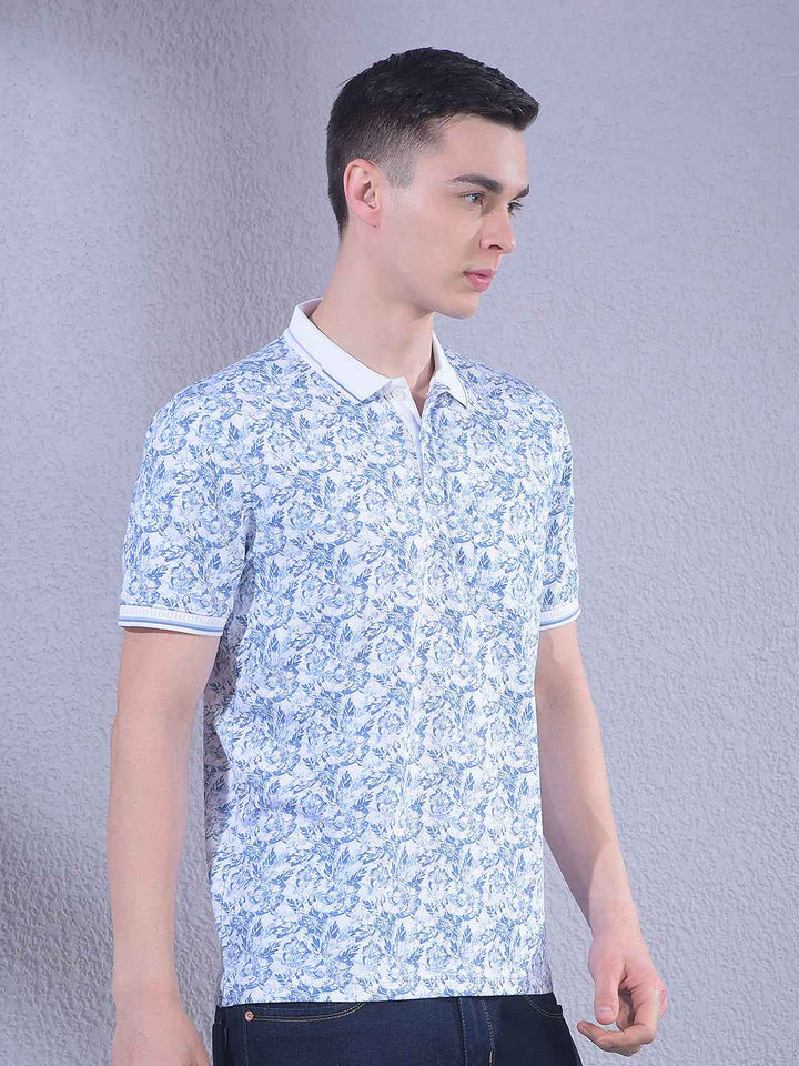 Blue Floral Print T-Shirt