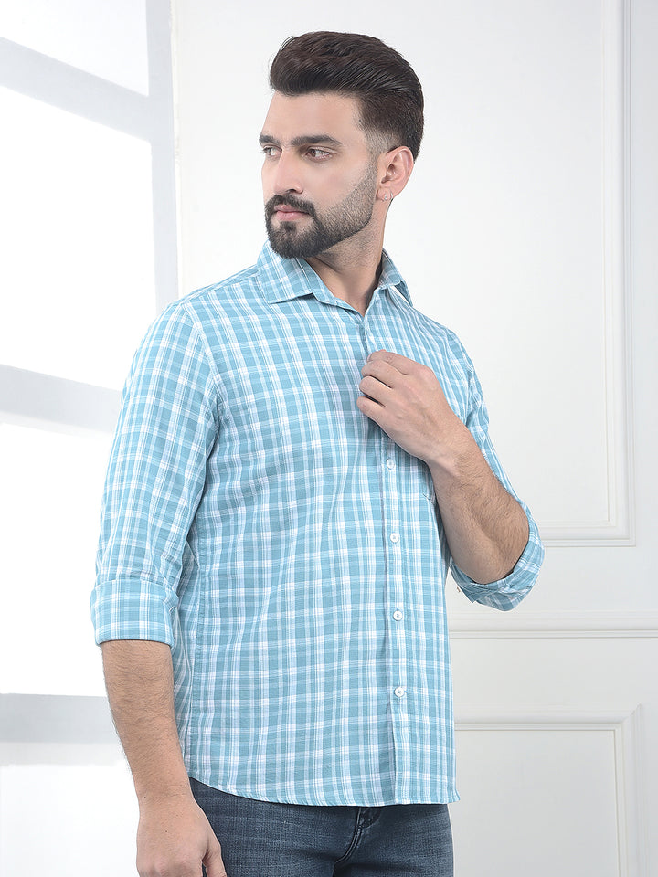 Blue Checked 100% Cotton Shirt