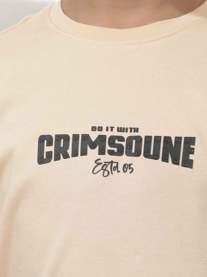 Peach Graphic Print 100% Cotton T-Shirt