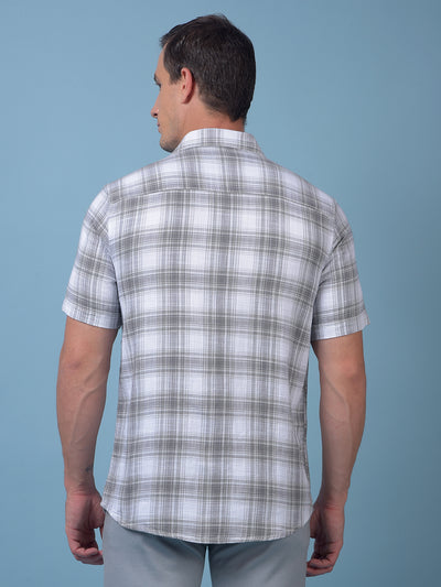 Grey Checked 100% Cotton Shirt