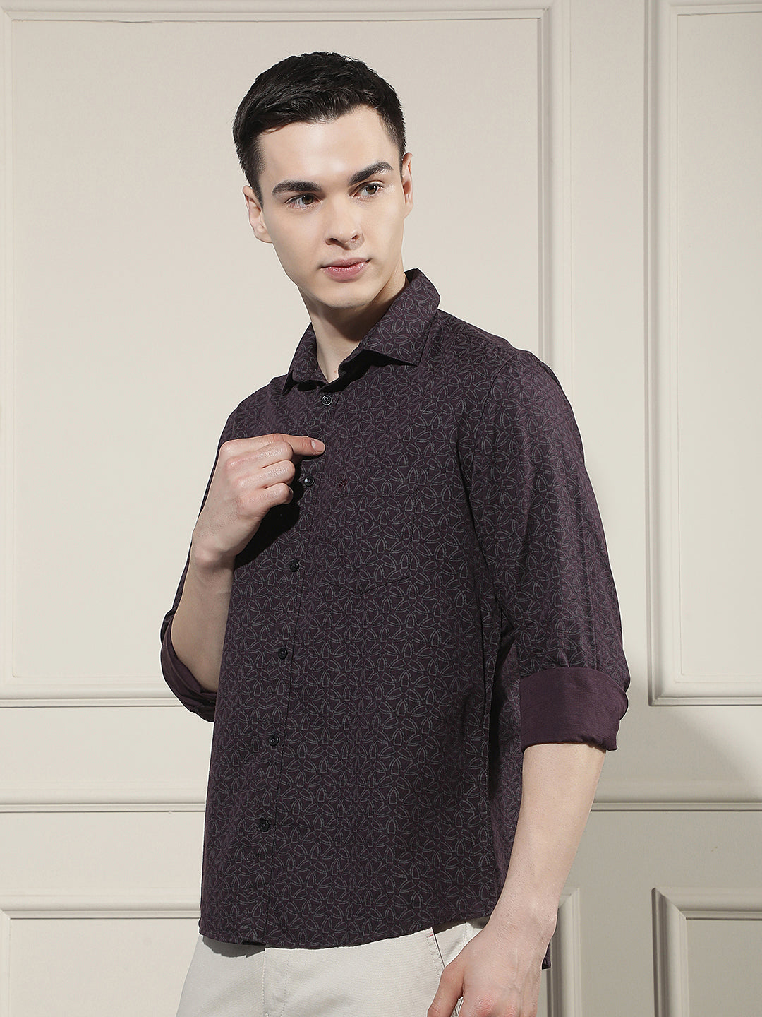 Linen Wine Graphic Print Shirt