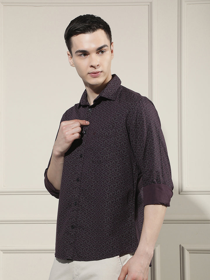 Linen Wine Graphic Print Shirt