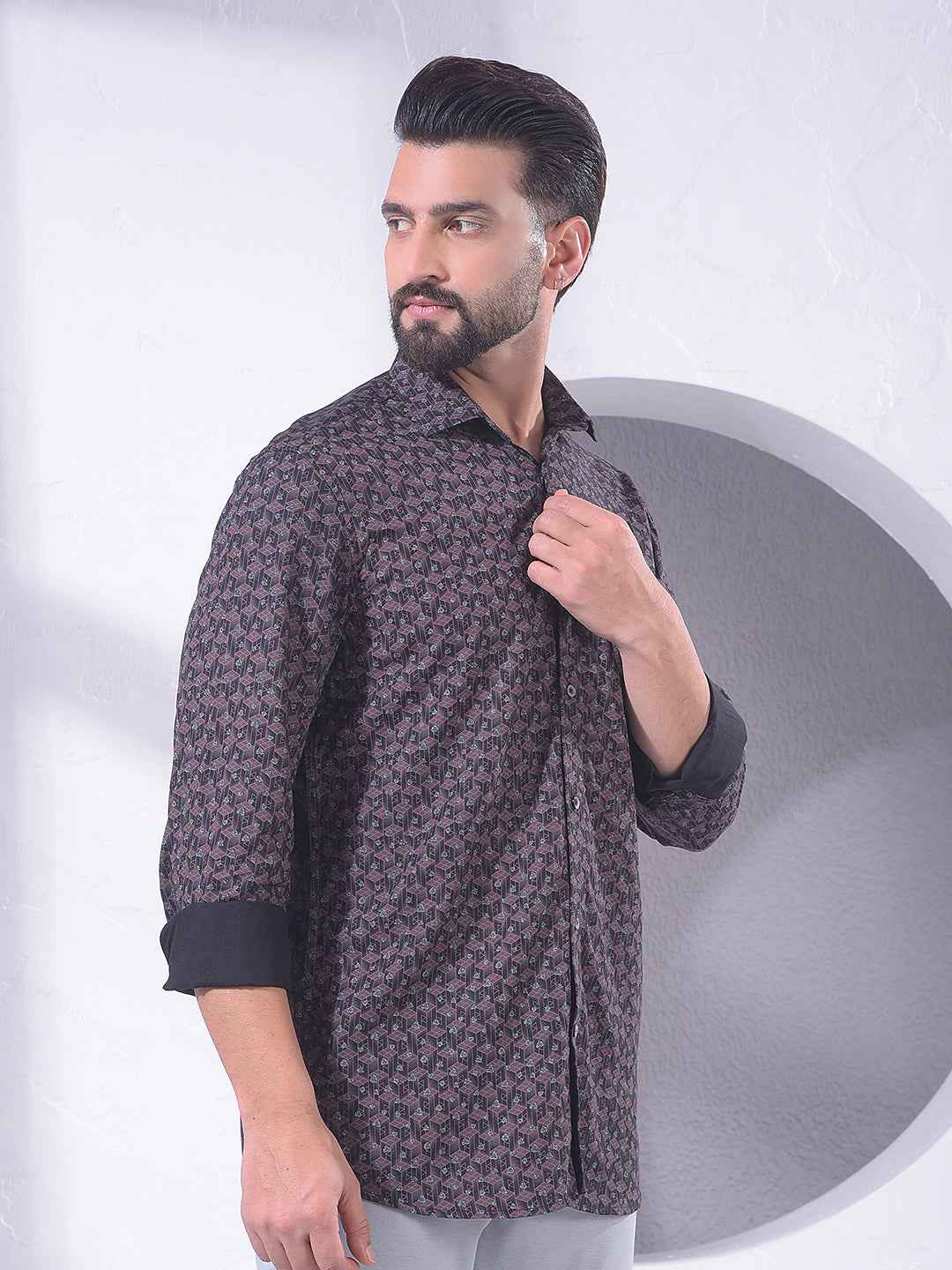 Purple Creative Printed Shirt