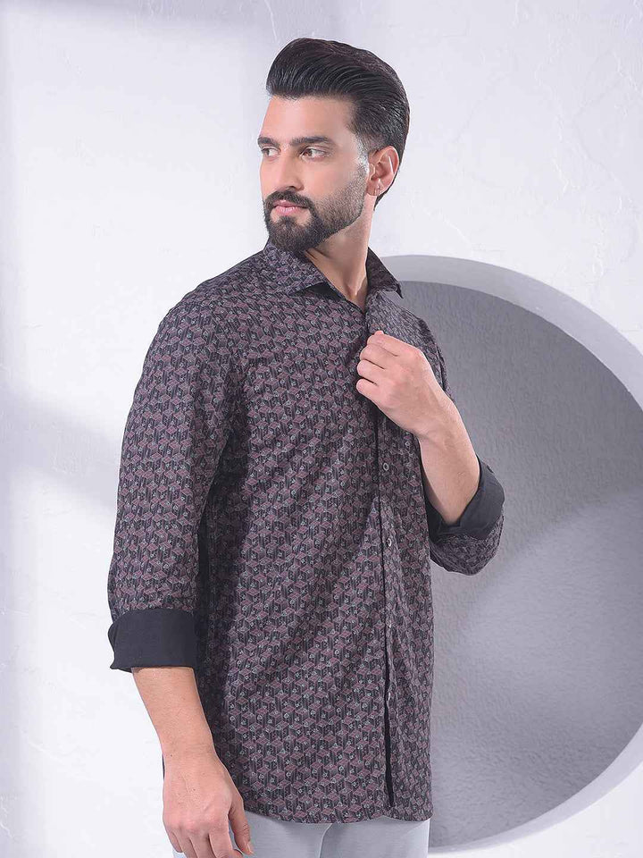 Purple Creative Printed Shirt