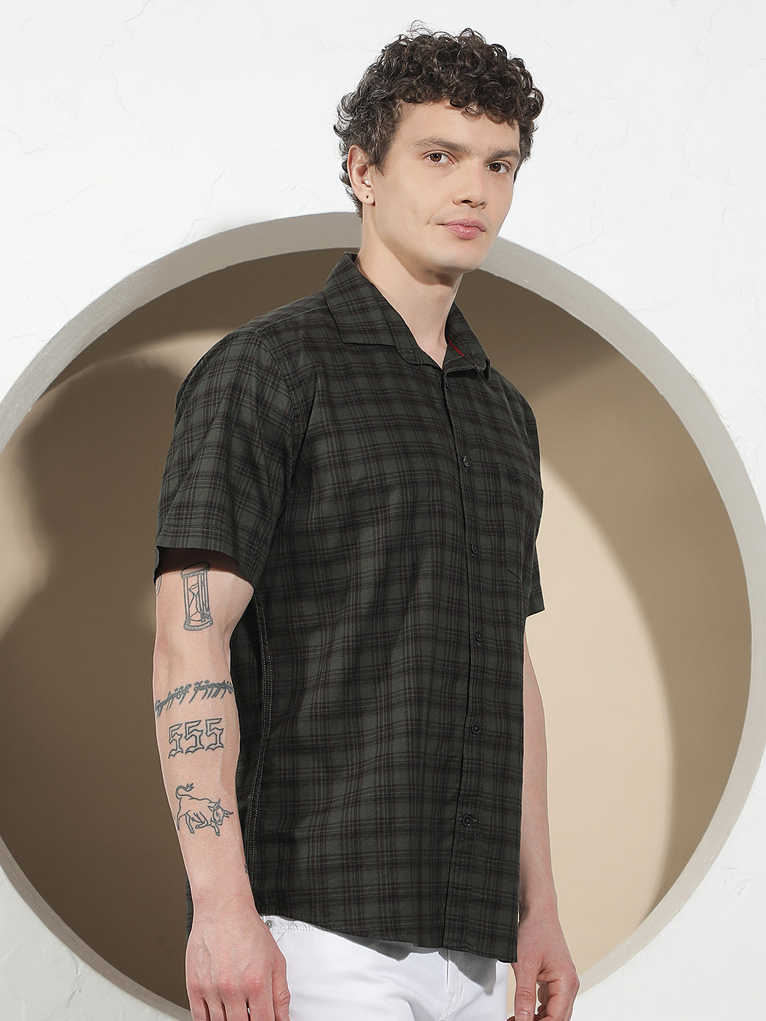 Green Checked 100% Cotton Shirt
