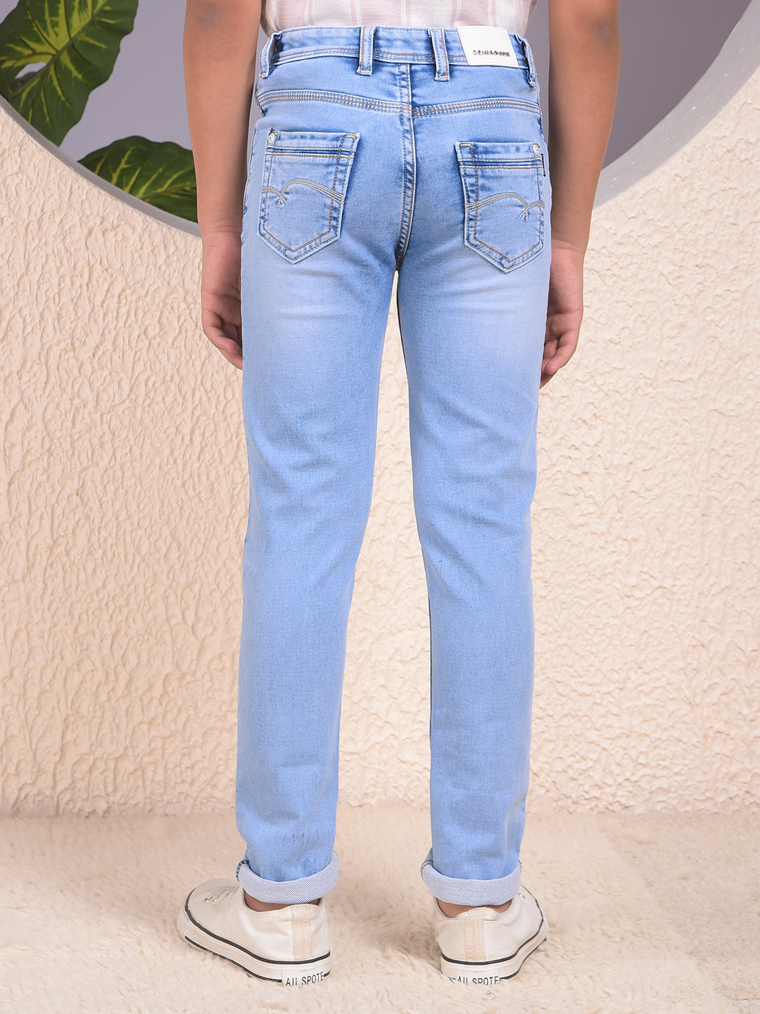 Stylish Tapered Fit  Light Blue Jeans