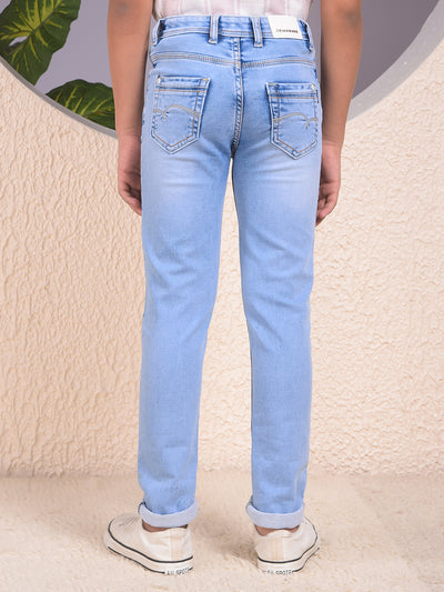 Stylish Tapered Fit  Light Blue Jeans