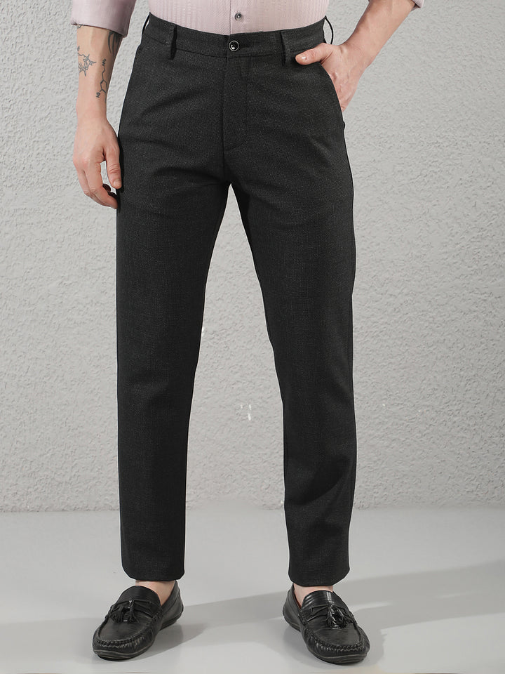 Chic Jet Black Printed Trousers