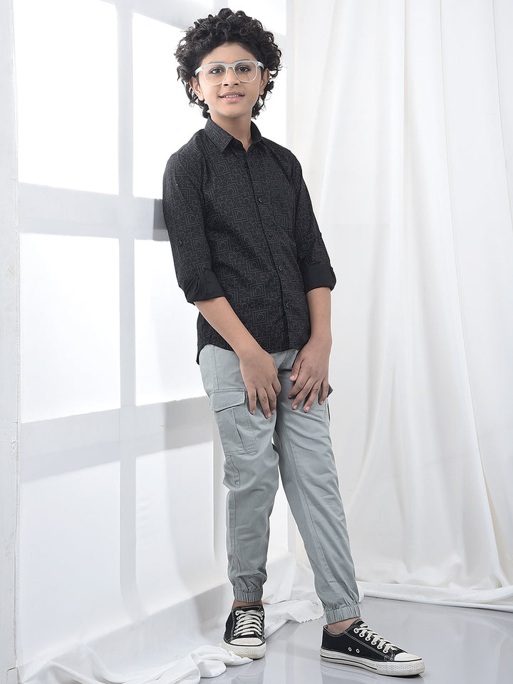 Black Geometric Print Shirt
