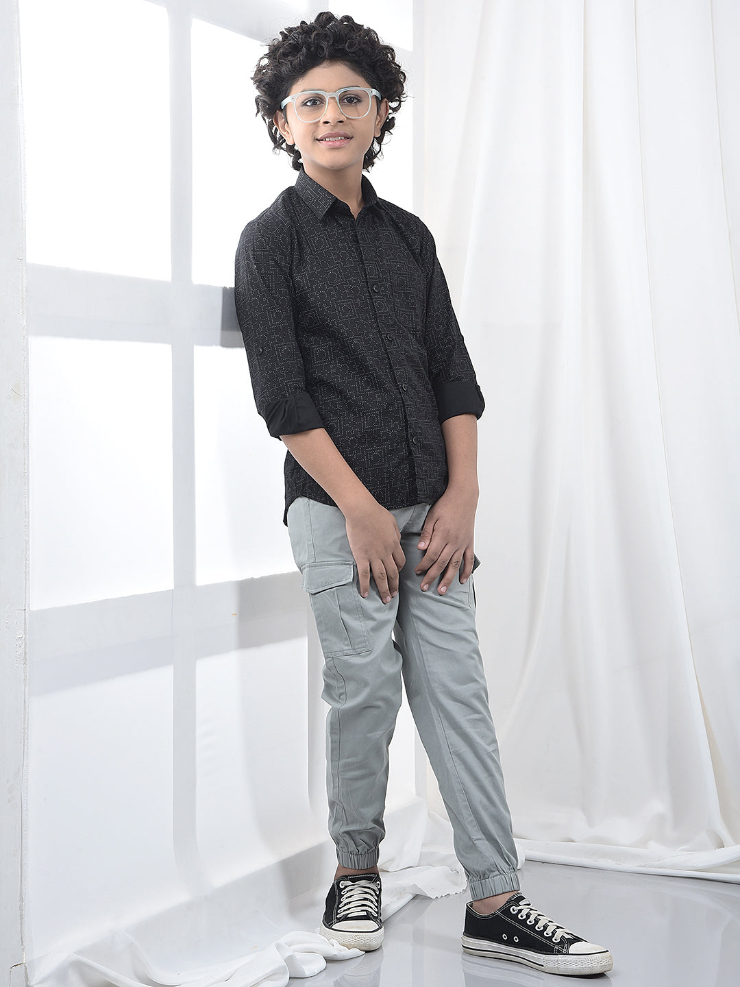 Black Geometric Print Shirt