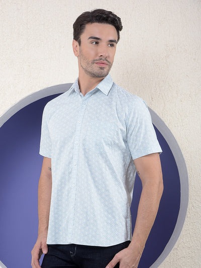 Blue Floral Printed Shirt