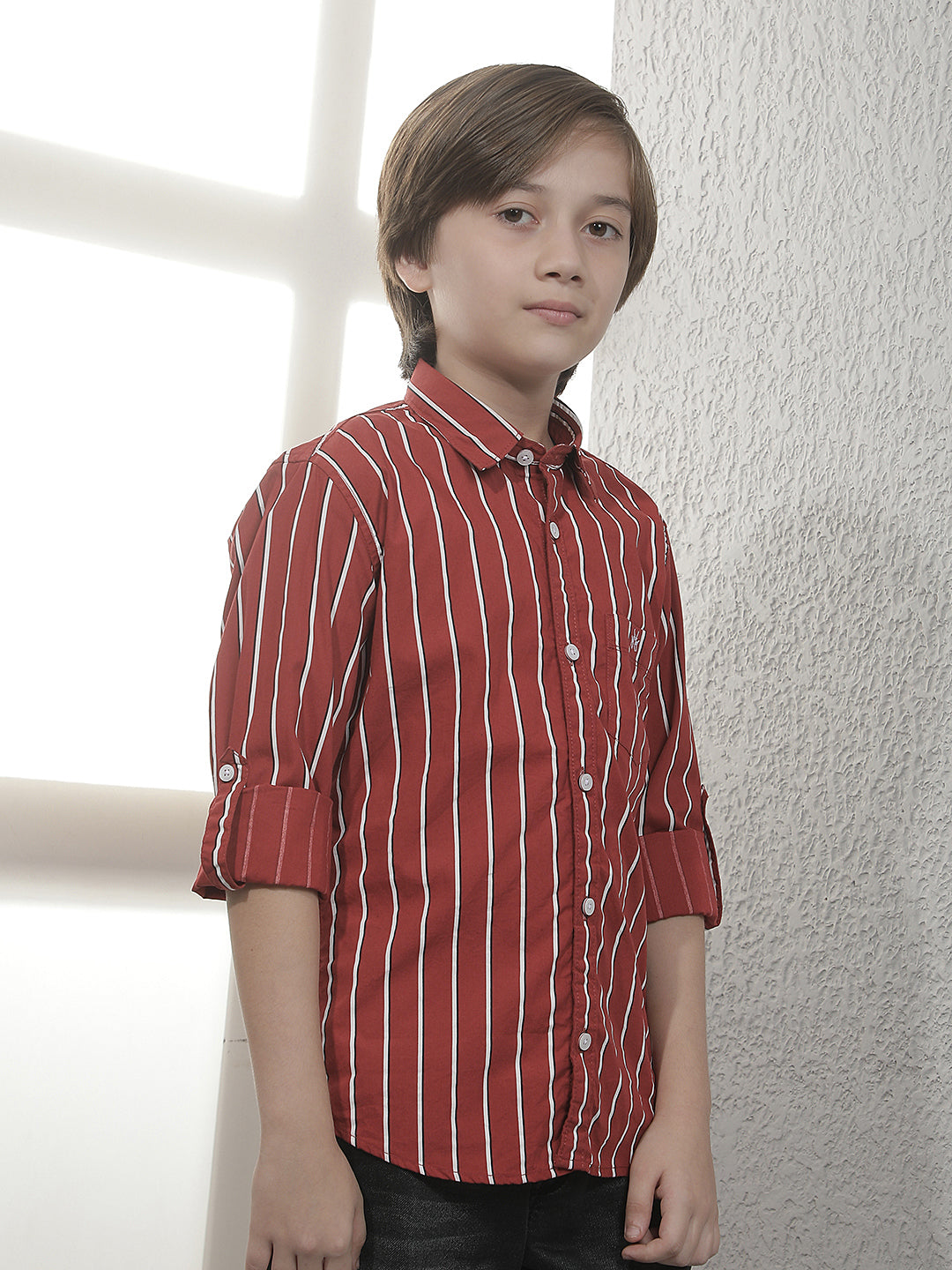 Red Vertical Stripes 100% Cotton Shirt
