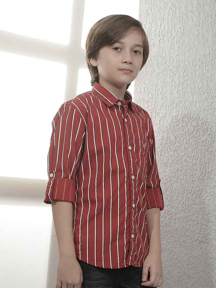 Red Vertical Stripes 100% Cotton Shirt