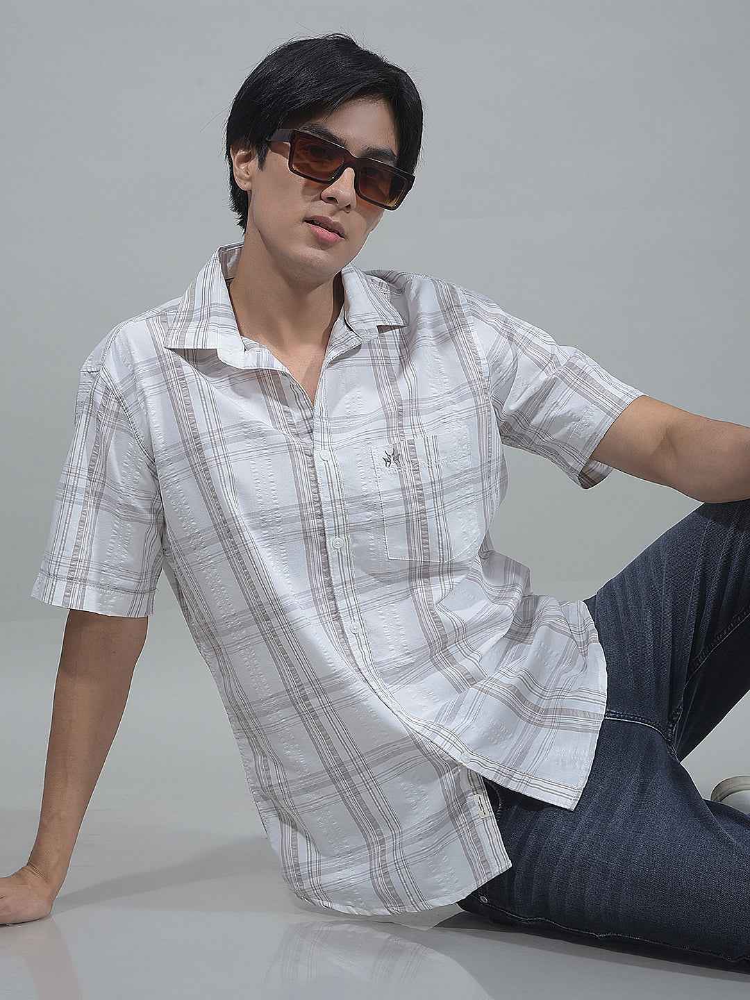 Beige Check Surface Shirt