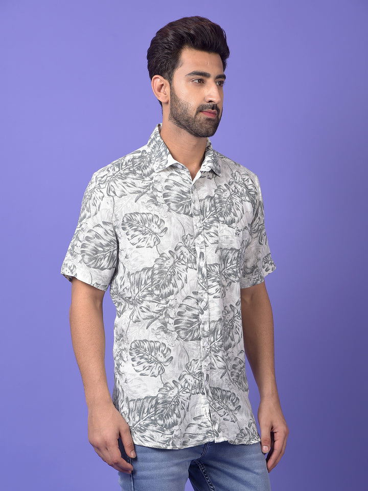 Grey Floral Print Shirt