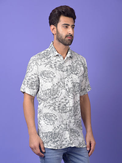 Grey Floral Print Shirt
