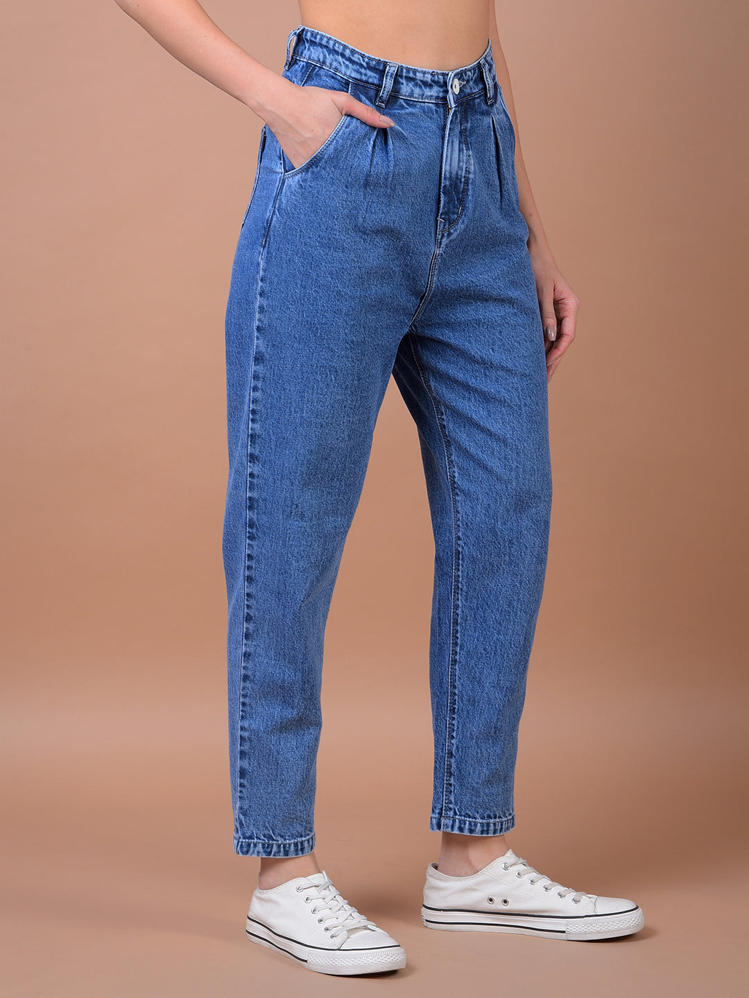 Blue 100% Cotton Baggy Jeans