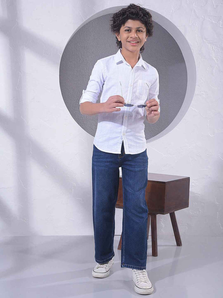 White Vertical Stripes 100% Cotton Shirt