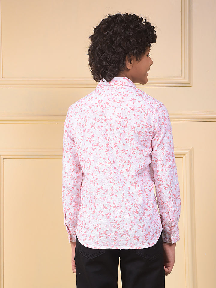 Peach Floral Print 100% Cotton Shirt