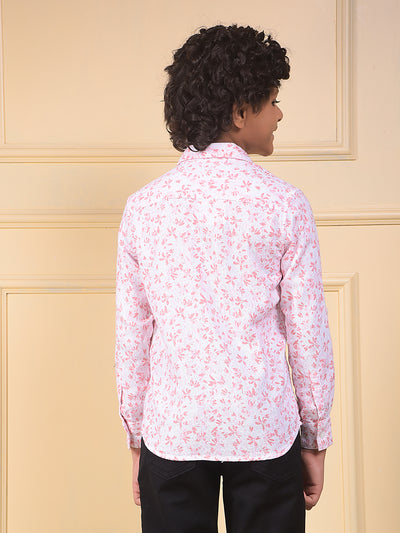 Peach Floral Print 100% Cotton Shirt